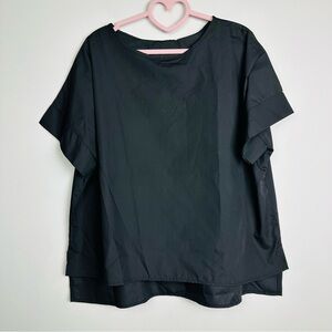 Nova NWT Black Women's Short Sleeve with statement necklace Blouse Size Large